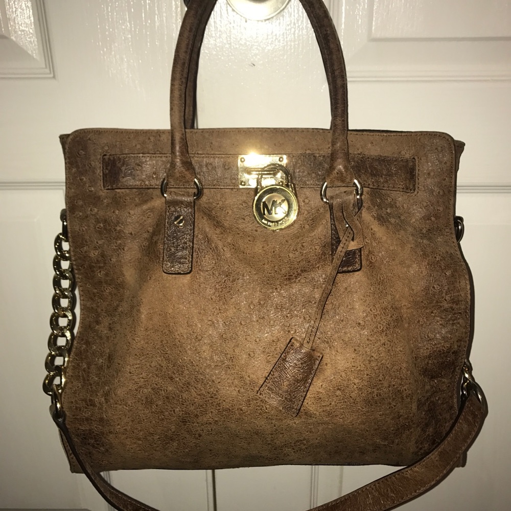 Michael Kors Hamilton distressed ostrich tote bag